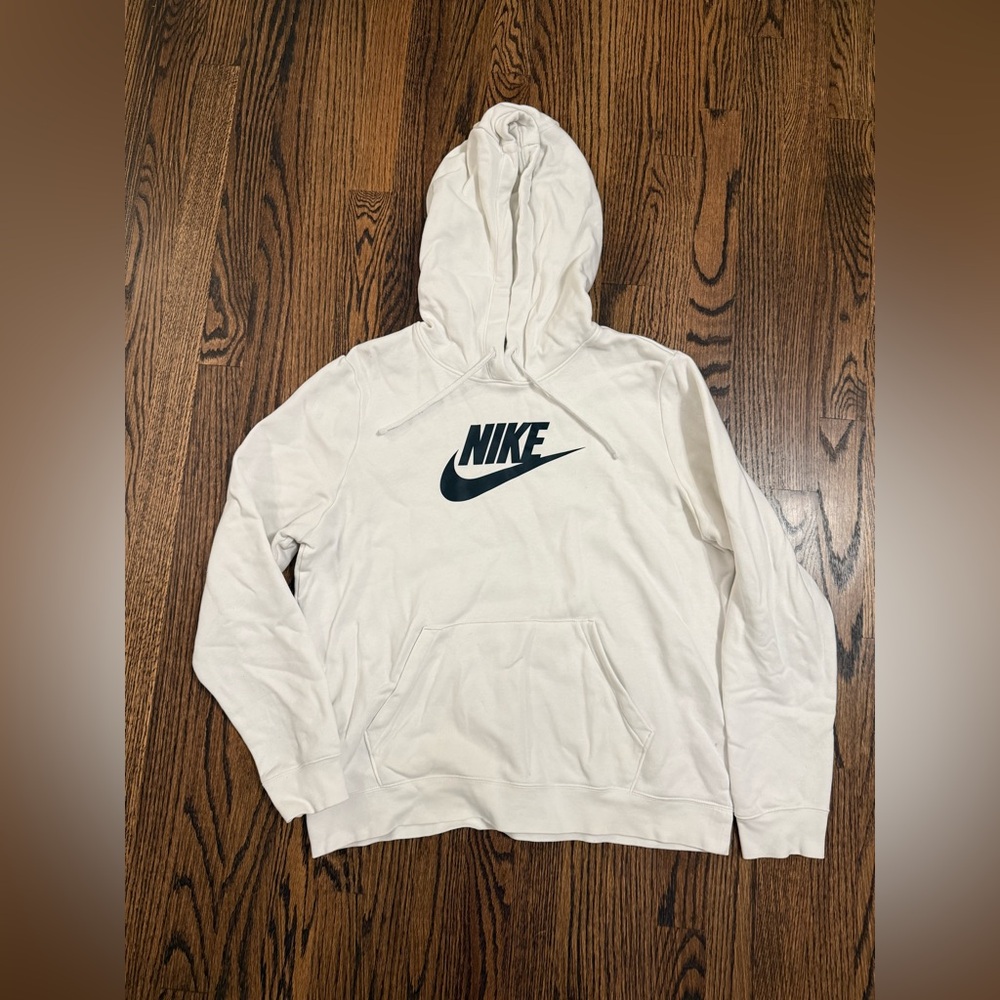 Nike Kids White Hoodie with Black Logo